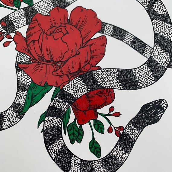 Peony \u0026 King Snake: Print | Etsy Canada