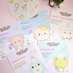 Mental Health Face Sheet Vinyl Stickers, mental health stickers, affirmations, kawaii stickers, cute stickers, self care stickers