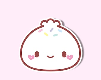 Cute Dumpling Die Cut Vinyl Stickers, cute sticker, dumpling sticker, asian food, kawaii sticker, asian snacks, laptop sticker, bao sticker