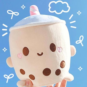 Kawaii Bubble Tea Cup Stuffed Animal Face Boba Soft Pillow Fruit Drink  Apple Pink Strawberry Milk Tea Kids Gift,25CM 