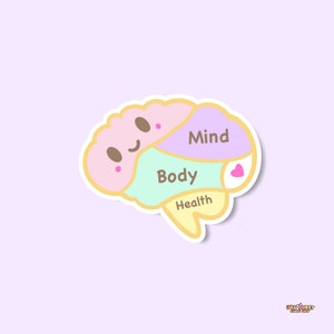 Lulu Mental Health Die Cut Vinyl Stickers, brain sticker, self care sticker, affirmations, kawaii sticker, cute design, laptop sticker