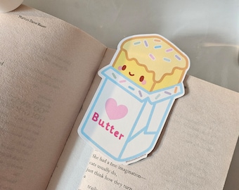 Butter Bookmark, cute bookmark, baker gift, stationery, book lover, gifts for book lovers, die cut bookmark