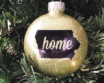 Iowa Black & Gold Ornament: "Home" Free shipping!
