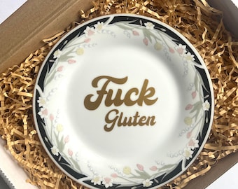 Profanidades en plato, joder el gluten, retro floral