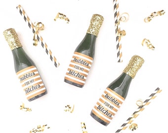 Bubbles 4PACK mini champagne labels with straws