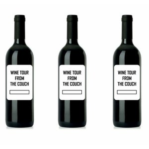 SET OF 3 Wine Tour From The Couch bottle labels