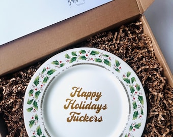 Plato navideño de malas palabras, felices fiestas, cabrones