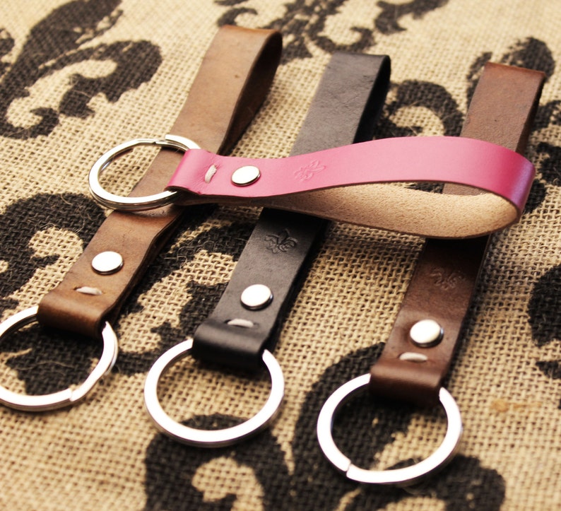 Leather Strap Key Chain Leather Key Chain Personalized Gift Etsy