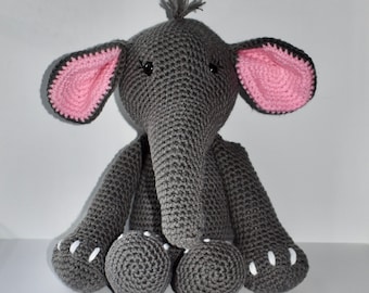 Crochet Elephant/ Elephant Amigurumi/ Elephant Plush/ Jungle Elephant/ Elephant Doll/ Grey Elephant/ Jungle Nursery/ Safari Elephant Doll