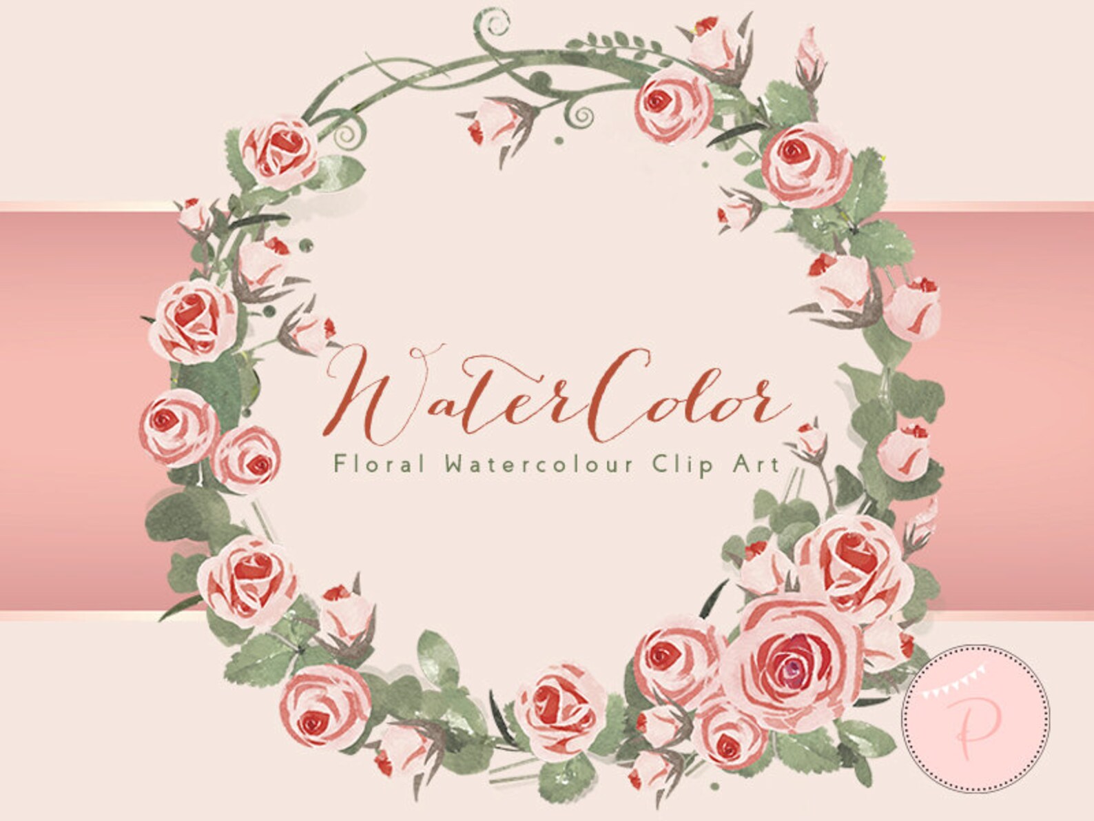 Pink Watercolor Flower, Light Pink Floral Clip Art, Watercolor Floral