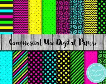 Neon Digital Paper, Neon Background Digital Papers, Commercial Use, Scrapbook Digital Paper, Digital Background, dp140