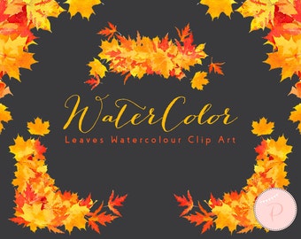 Watercolor Leaves Warm, Autumn Leaves Clip art, Watercolor Leaf Cliparts, PNG Clipart, leaf Cliparts, Instant Download, WCA61