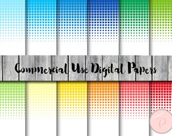 Rainbow Digital Paper, Halftone Square, Instant Download Digital Papers, Commercial Use, Scrapbook Digital Papers, Digital Background, dp44