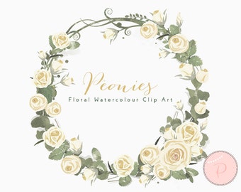 Watercolor Peonies, Wedding Floral Clip art, Watercolor Floral Cliparts, PNG Clipart, floral Cliparts, Instant Download, WCA79