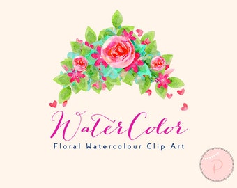 Pink Floral Heart Petals Watercolor Flower, Floral Clipart, Watercolor Floral Clipart, PNG Clipart, floral Cliparts, Instant Download, WCA18