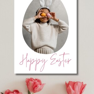 Biglietti di Pasqua digitali minimalisti Canva Modelli modificabili stampabili Foto di uova di Pasqua personalizzate