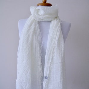 Off White Gauze cotton Scarf,Large Scarf,Womens Mens Gift,Lightweight Gauze, autumn winter Accessories, Lightweight Scarf,Christmas gift
