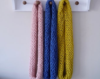 Chunky Knit Infinity Scarf | Cowl | Fall | Winter | Accessories Cowl Scarf  | Neck Warmer | long chunky cowl  |  Blue Handmade winter