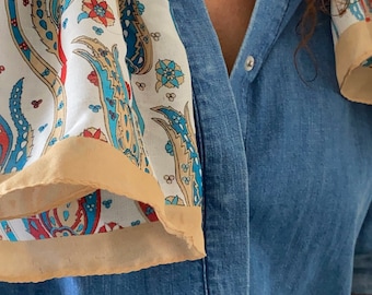FINAL STOCK! Cotton Tile Pattern Scarf: Lightweight Summer Shawl