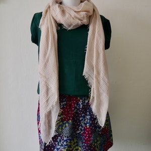 Cream Cotton Scarf,Large Scarf,Womens Mens Gift,Lightweight Gauze,Autumn Accessories, Lightweight Scarf, Christmas gift