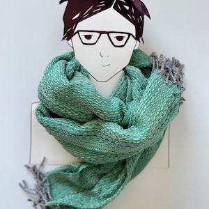 Green Woven Cotton Wrap Scarf-Extra Large Scarf - Women&#39;s Shawl - Bohemian Wrap - Boho Scarf Men&#39;sBoho Style Blanket Scarf -Oversized Scarf