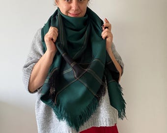 Oversized Plaid Blanket Scarf: Cotton Acrylic Tartan Shawl