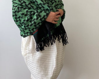 Lovely Green Winter Scarf / shawl - Cozy Green Blanket Scarf/ Shawl