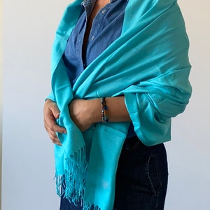 Bright Blue Pashmina, Blue pashmina Shawls, Blue Evening Shawls , Wedding Pashminas ,Sarong ,Summer vibes,