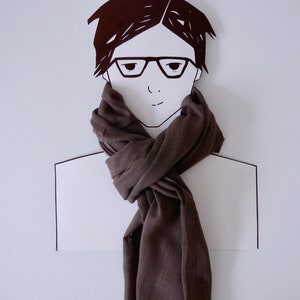 Mens Brown linen scarf /Brown Scarf for Men woman/Long Linen Scarves/Linen Wrap/ Men Women Scarf/ gift for love /valentines day scarves
