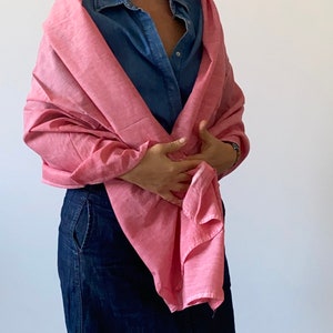 Pink cotton Scarf, pastel colors Scarf Shawl,Natural soft salmon stone washed cotton shawl,scarf woman handmade, woman clothing,