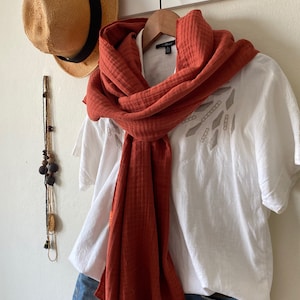 CINNAMON Gauze Scarf for Women, Soft 100% Cotton Muslin Scarf, Extra Large Men's Scarf, Women's Shawl,Natural Cotton Wrap,Double Gauze Scarf