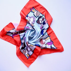 Cotton Satin Square Scarf, Polyester, Silk scarf, Neckerchief, Bandana, Valentines Day, Spring accessories, Scarf, Gift for Her, headband