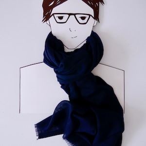 Mens linen scarf /Navy Blue Linen Scarf for Men woman/Long Linen Scarves/Linen Wrap/ Men Women Scarf/ gift for love /valentines day scarves