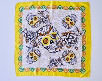 FINAL STOCK! Skull Printed Scarf: Silk Blend Bandana, Headband, Face Cover
