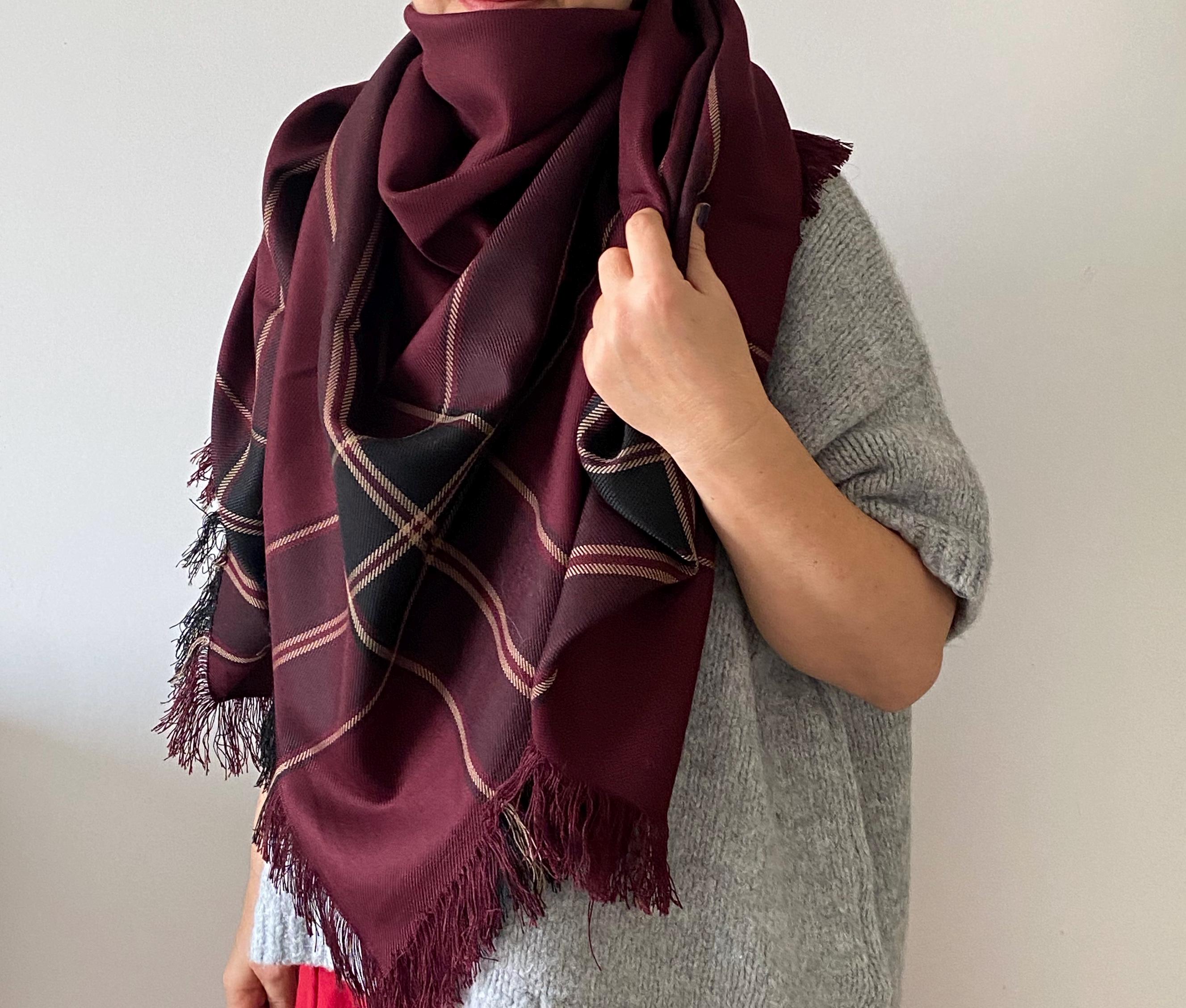 Buy Burgundy Plaid Shawl Online In India India
