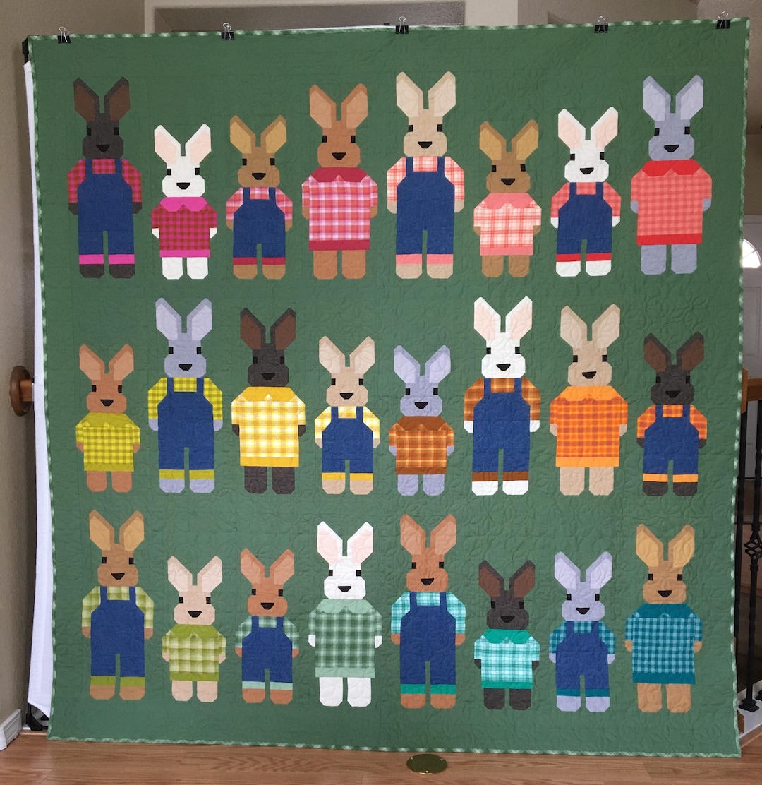 Handmade Bunny Quilt: Patchwork Cotton Rabbit Design - Etsy