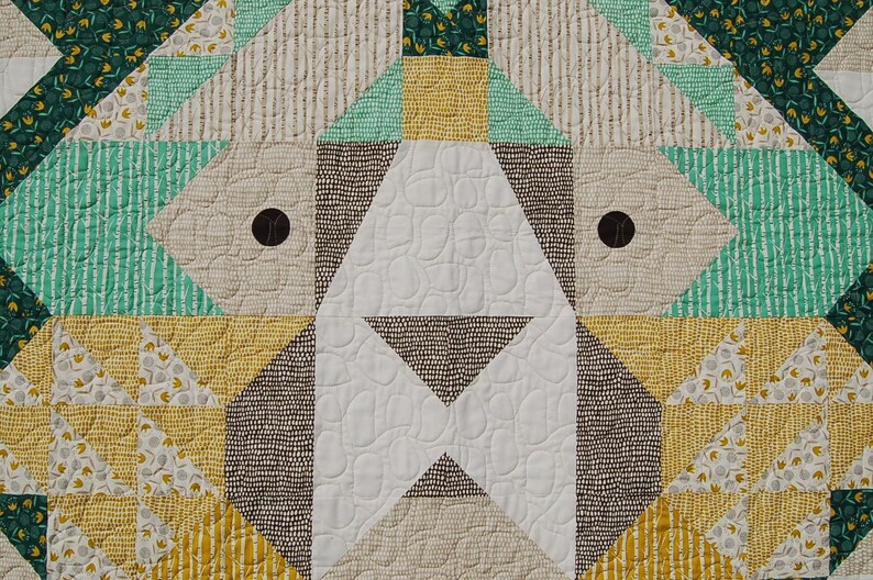 Quilt for Sale, big Sky Bear Features the Face of a Friendly Bear on