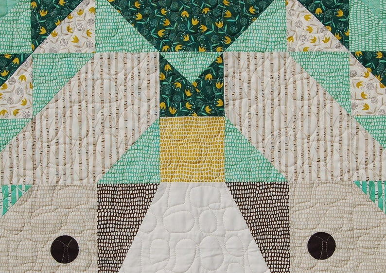 Quilt for Sale, big Sky Bear Features the Face of a Friendly Bear on