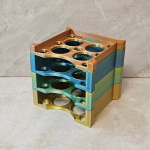 The SLIDER STACKER Mini Tower Diamond Art Drill Tray Shelf - Approx. 3 x 3 x 3.75"-- Holds 4 Trays - Desert Rainbow(#13)