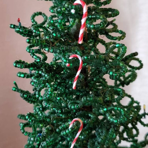 25 Miniature / Tiny Candy Cane ornaments 3/4"H x 1/4"W for Dollhouse Christmas tree / Fairy Garden /Westrim Beaded Miniature Christmas Tree