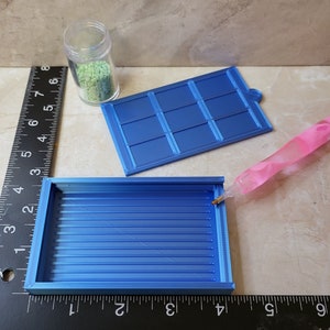 The BELLA Maxi Lined Diamond Painting Drill tray w/ sliding lid, diamond art painting- 2 1/2" x 4" x 1/2" Sapphire Silk (#84)
