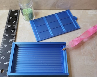 The BELLA Maxi Lined Diamond Painting Drill tray w/ sliding lid, diamond art painting- 2 1/2" x 4" x 1/2" Sapphire Silk (#84)