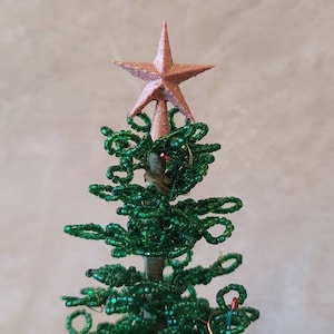 Star Tree Topper For Westrim, Beaded, Miniature Christmas, Dollhouse Tree Rose Gold Shimmer Rustic Style Star Topper 1 1/4&quot; Handmade (#37)