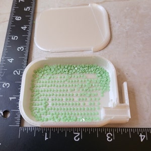 The SLIDER Mini 2 Diamond Art painting tray with lid & Slide up stopper-drill tray- 2 1/4 x 3 1/2" -Snow White Silk (#114)