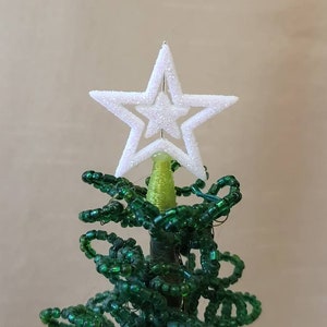 Star Tree Topper for Westrim Beaded tree,  Miniature Christmas / or Dollhouse Tree 1 1/2&quot; H x 1 1/4&quot;W WHITE* Glitter Star Tree Topper* (#13)
