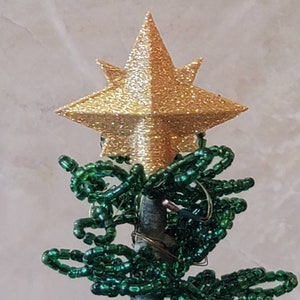 Miniature Tree Topper For Westrim, Beaded, Miniature Christmas, Dollhouse   GOLDEN Shimmer Star Topper 1 1/4&quot; Handmade (#51)