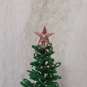 Star Tree Topper For Westrim, Beaded, Miniature Christmas /or Dollhouse Tree ROSE GOLD Satin Triple Star Tree Topper 1 1/4&quot; Handmade (#9)