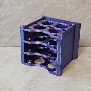 The SLIDER STACKER Mini Tower Diamond Art Drill Tray Shelf - Approx. 3 x 3 x 3.75"-- Holds 4 Trays - Mystic Rainbow(#14)
