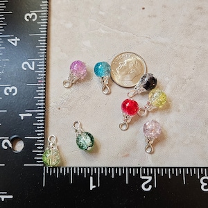 Set of 8 Multi color Glass Tiny Miniature Ornaments, Approximately 1/2&quot; x 1/4&quot;, For Mini Christmas, Tabletop, RV, Wreath, Fairy Garden #127