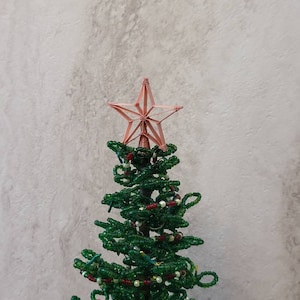 Star Tree Topper For Westrim, Beaded, Miniature Christmas / or Dollhouse Tree ROSE GOLD Satin LACE Star Tree Topper* - 1 1/2&quot; Handmade (#8)